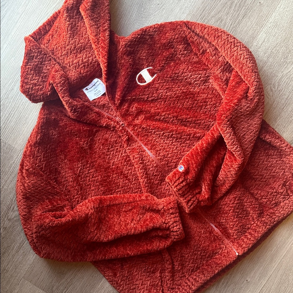 Champion Women's Textured Red Zip-Up Hoodie
